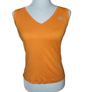 Adidas Women's Size Medium V-Neck Athletic Tank Orange Moisture Wicking